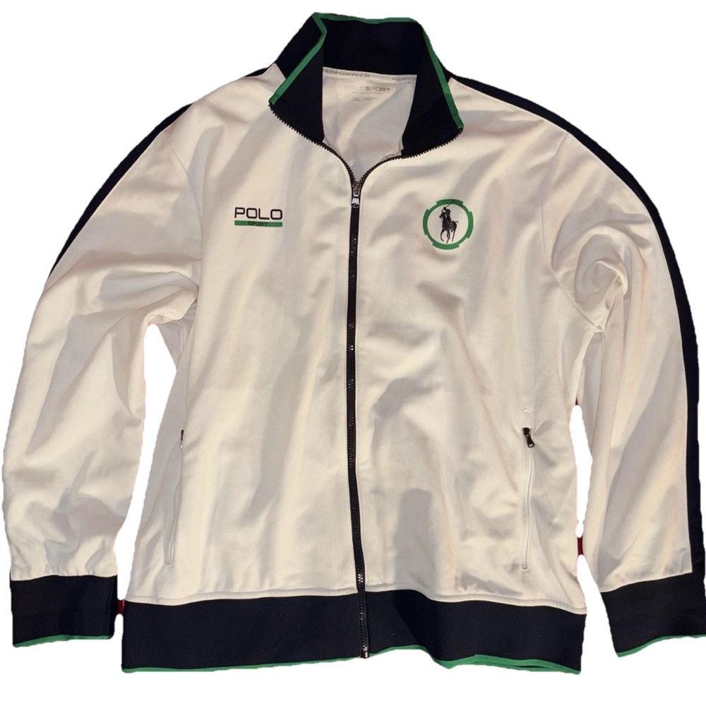 Polo Sport Ralph Lauren Men's Full Zip Sz.XXL Jacket, White Lime Accents EUC - Picture 1 of 8